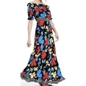 Floral Maxi Dress - Black, Red, Blue, Yellow
